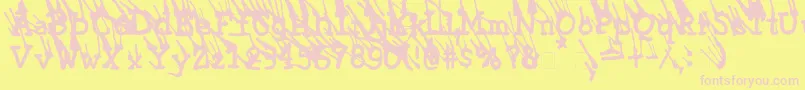 LinotypeGrassyExtrabold-fontti – vaaleanpunaiset fontit keltaisella taustalla