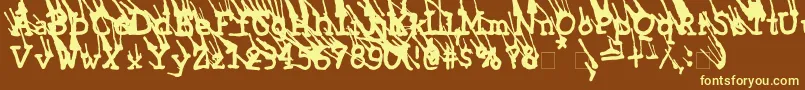 LinotypeGrassyExtrabold-fontti – keltaiset fontit ruskealla taustalla
