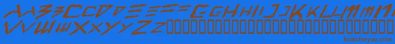 フォントBarbt – 茶色の文字が青い背景にあります。