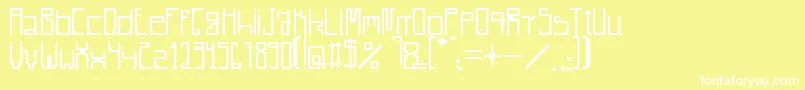 Radiare-Schriftart – Weiße Schriften auf gelbem Hintergrund