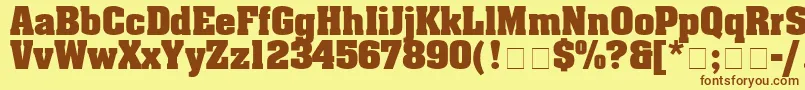 Fonte BlocSsiBold – fontes marrons em um fundo amarelo