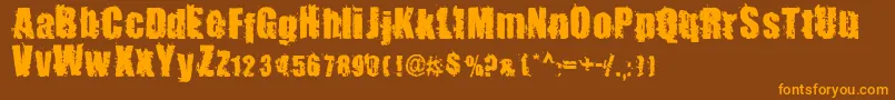 BeastImpactedRegular-Schriftart – Orangefarbene Schriften auf braunem Hintergrund