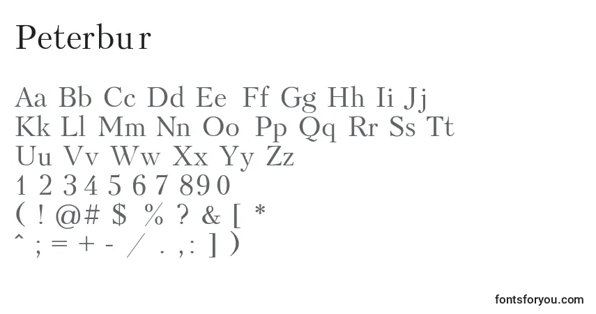 Schriftart Peterbur – Alphabet, Zahlen, spezielle Symbole
