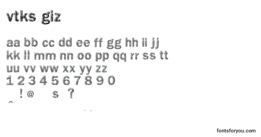Schriftart Vtks Giz – Alphabet, Zahlen, spezielle Symbole