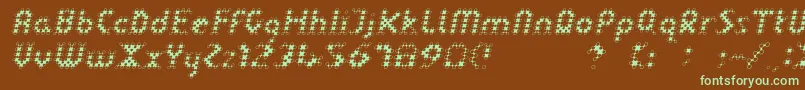 LinotypedotOblique-fontti – vihreät fontit ruskealla taustalla