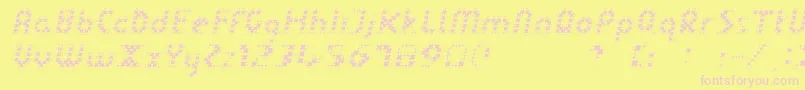 LinotypedotOblique-fontti – vaaleanpunaiset fontit keltaisella taustalla