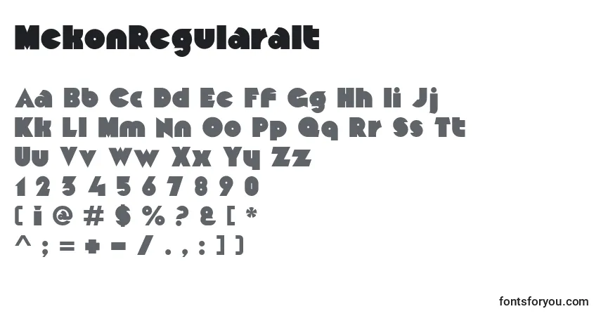 A fonte MekonRegularalt – alfabeto, números, caracteres especiais