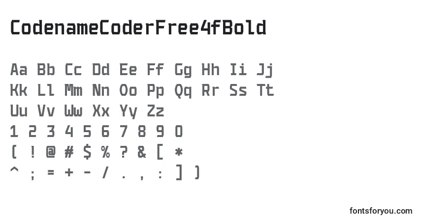 Fuente CodenameCoderFree4fBold - alfabeto, números, caracteres especiales