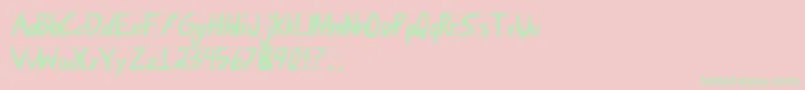 AngryLetter-Schriftart – Grüne Schriften auf rosa Hintergrund