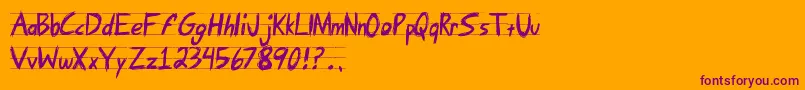 AngryLetter-Schriftart – Violette Schriften auf orangefarbenem Hintergrund