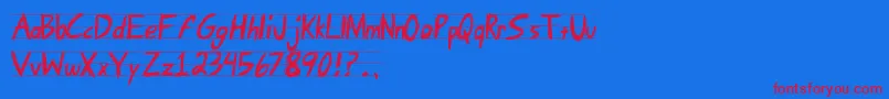 AngryLetter Font – Red Fonts on Blue Background