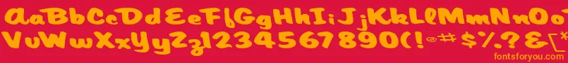 ArtisticmythRegularTtext-Schriftart – Orangefarbene Schriften auf rotem Hintergrund