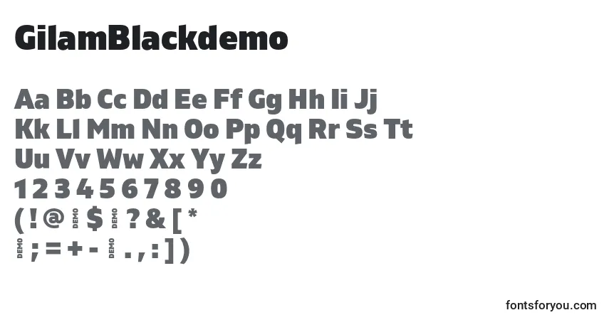 Fuente GilamBlackdemo - alfabeto, números, caracteres especiales