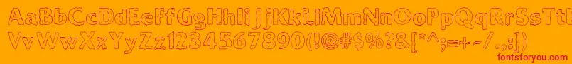 Ooky-Schriftart – Rote Schriften auf orangefarbenem Hintergrund