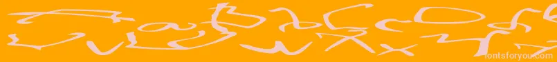 StretchedStrungWideExtreme-fontti – vaaleanpunaiset fontit oranssilla taustalla