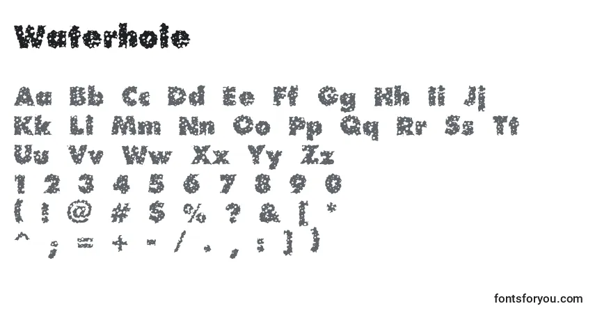 Schriftart Waterhole – Alphabet, Zahlen, spezielle Symbole