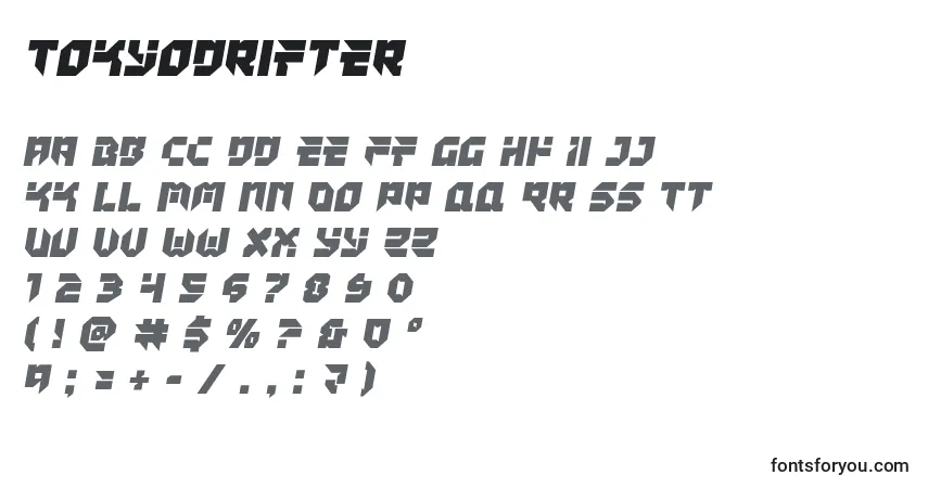 Schriftart Tokyodrifter – Alphabet, Zahlen, spezielle Symbole