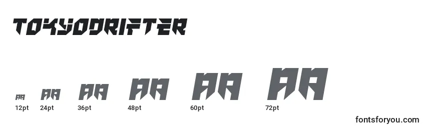 Размеры шрифта Tokyodrifter