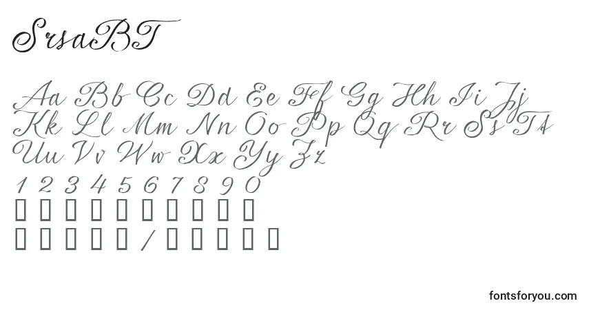 Czcionka SrsaBT (98704) – alfabet, cyfry, specjalne znaki