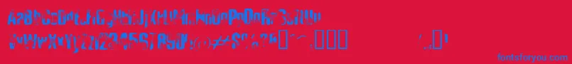 ElliotsBadDay4-Schriftart – Blaue Schriften auf rotem Hintergrund