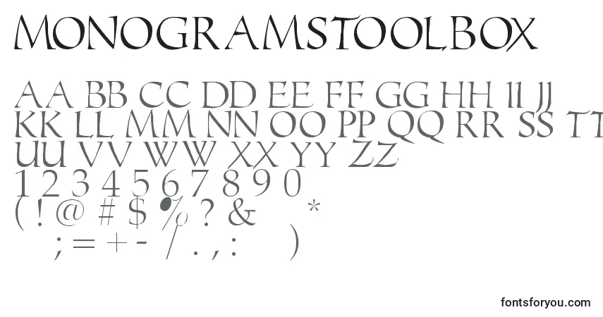 A fonte Monogramstoolbox – alfabeto, números, caracteres especiais