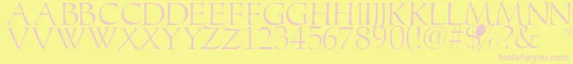 Monogramstoolbox-Schriftart – Rosa Schriften auf gelbem Hintergrund