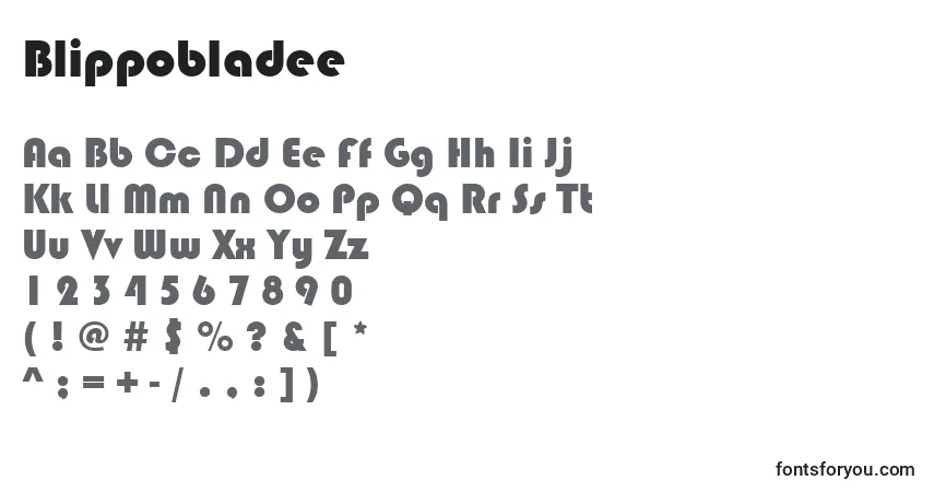 A fonte Blippobladee – alfabeto, números, caracteres especiais