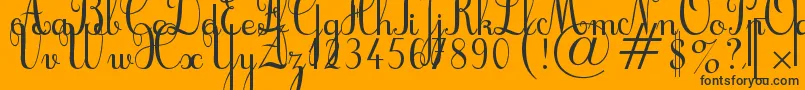 Cursif-Schriftart – Schwarze Schriften auf orangefarbenem Hintergrund