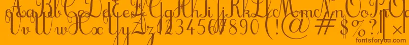 Cursif-Schriftart – Braune Schriften auf orangefarbenem Hintergrund