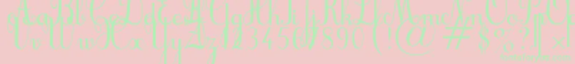 Cursif Font – Green Fonts on Pink Background