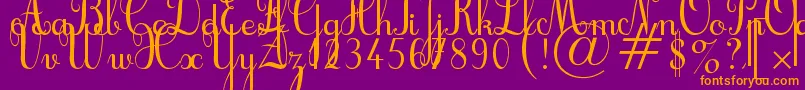 Cursif Font – Orange Fonts on Purple Background