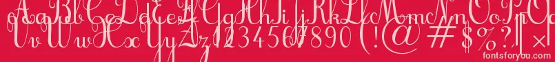 Cursif-Schriftart – Rosa Schriften auf rotem Hintergrund