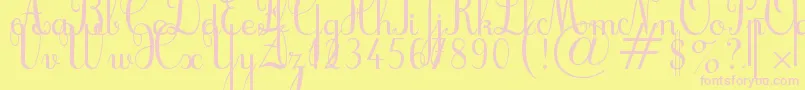 Cursif Font – Pink Fonts on Yellow Background