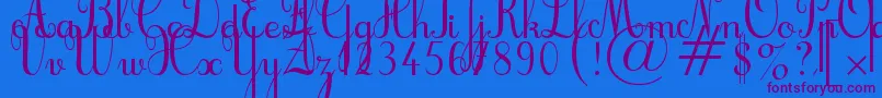 Cursif Font – Purple Fonts on Blue Background