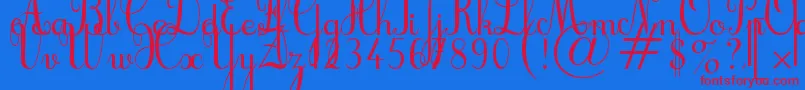 Cursif Font – Red Fonts on Blue Background