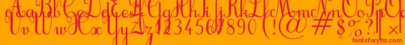 Cursif-Schriftart – Rote Schriften auf orangefarbenem Hintergrund