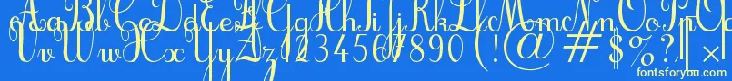 Cursif Font – Yellow Fonts on Blue Background