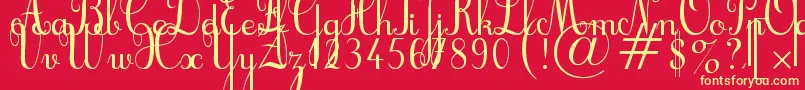 Cursif Font – Yellow Fonts on Red Background