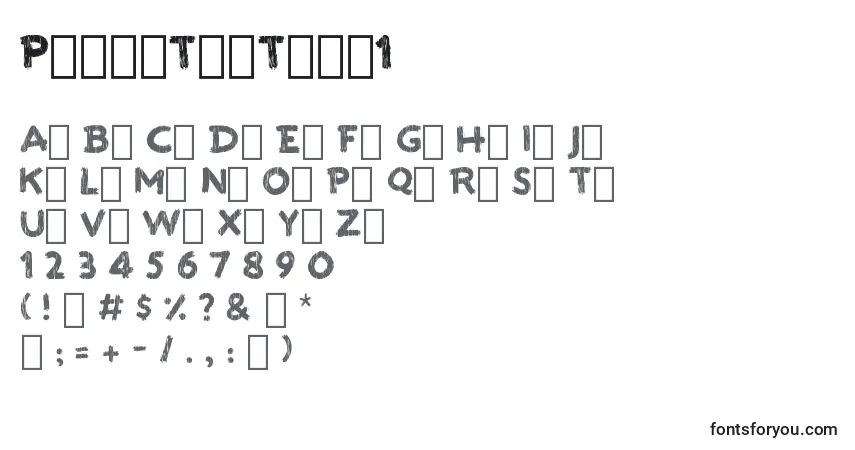 A fonte PaintTheTown1 – alfabeto, números, caracteres especiais