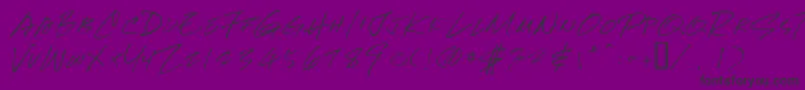 Newhand-fontti – mustat fontit violetilla taustalla