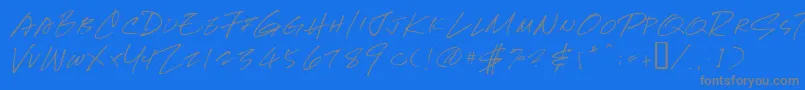 Newhand-Schriftart – Graue Schriften auf blauem Hintergrund