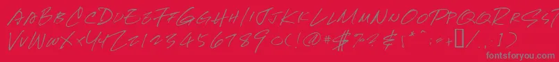 Newhand-Schriftart – Graue Schriften auf rotem Hintergrund