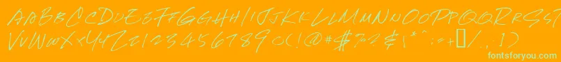 Newhand Font – Green Fonts on Orange Background