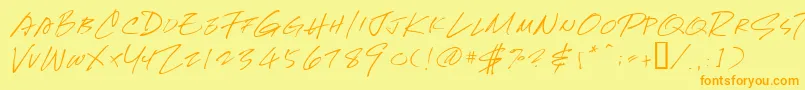 Newhand Font – Orange Fonts on Yellow Background