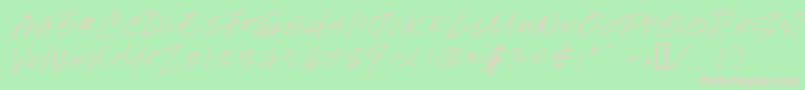 Newhand Font – Pink Fonts on Green Background