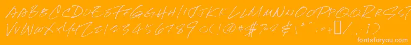 Newhand Font – Pink Fonts on Orange Background