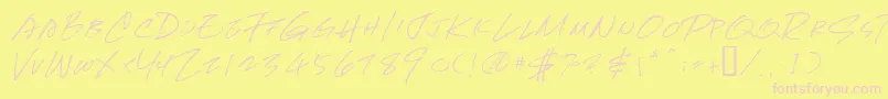 Newhand Font – Pink Fonts on Yellow Background