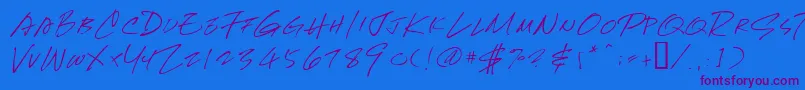 More about Newhand Font Newhand Font – Purple Fonts on Blue Background
