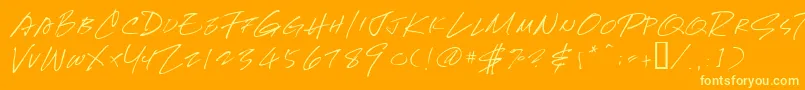 Newhand Font – Yellow Fonts on Orange Background