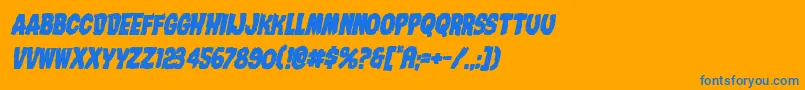 フォントNightmarealleyboldital – オレンジの背景に青い文字